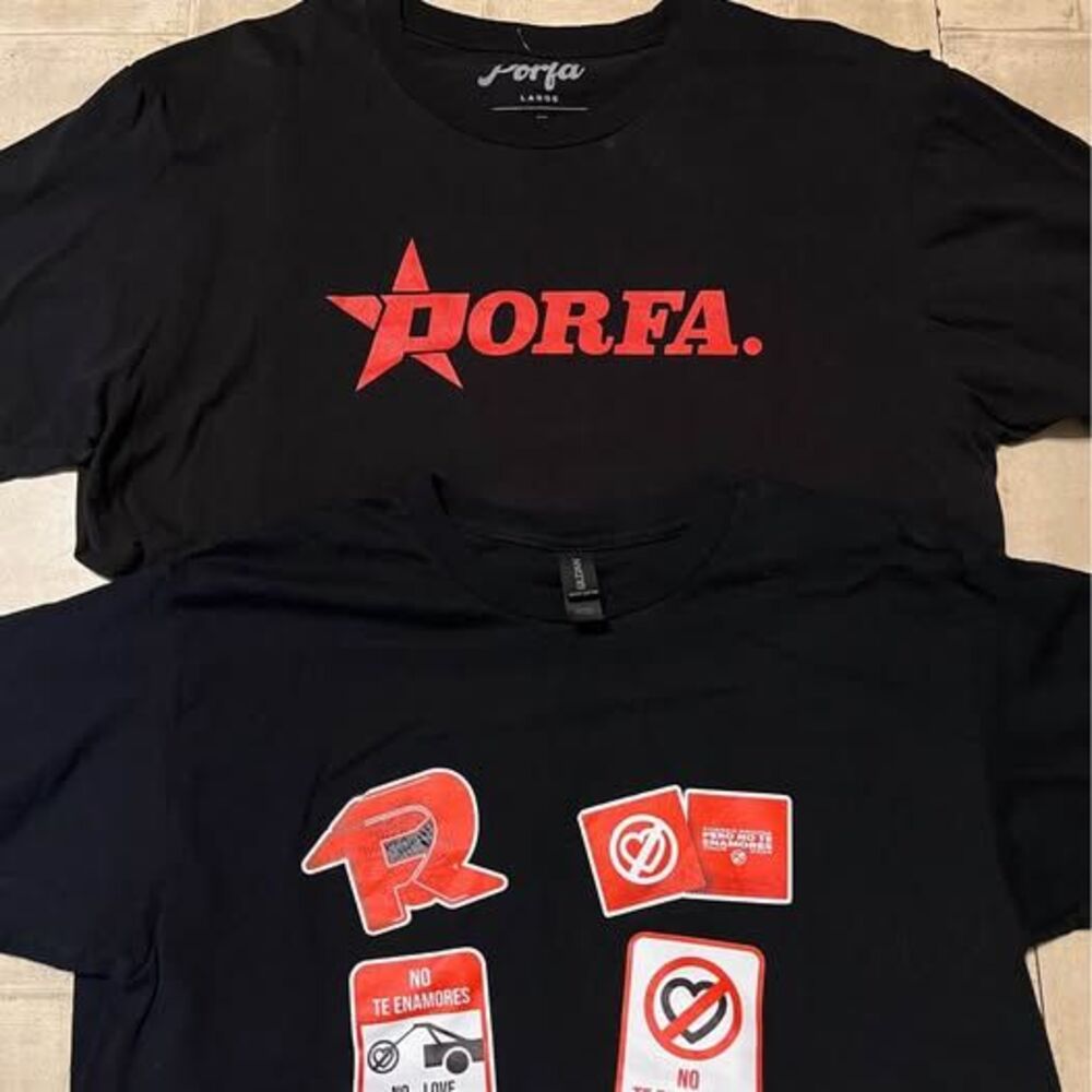 Modern tshirt bundle size large black and red fuerza regida and porfa merch